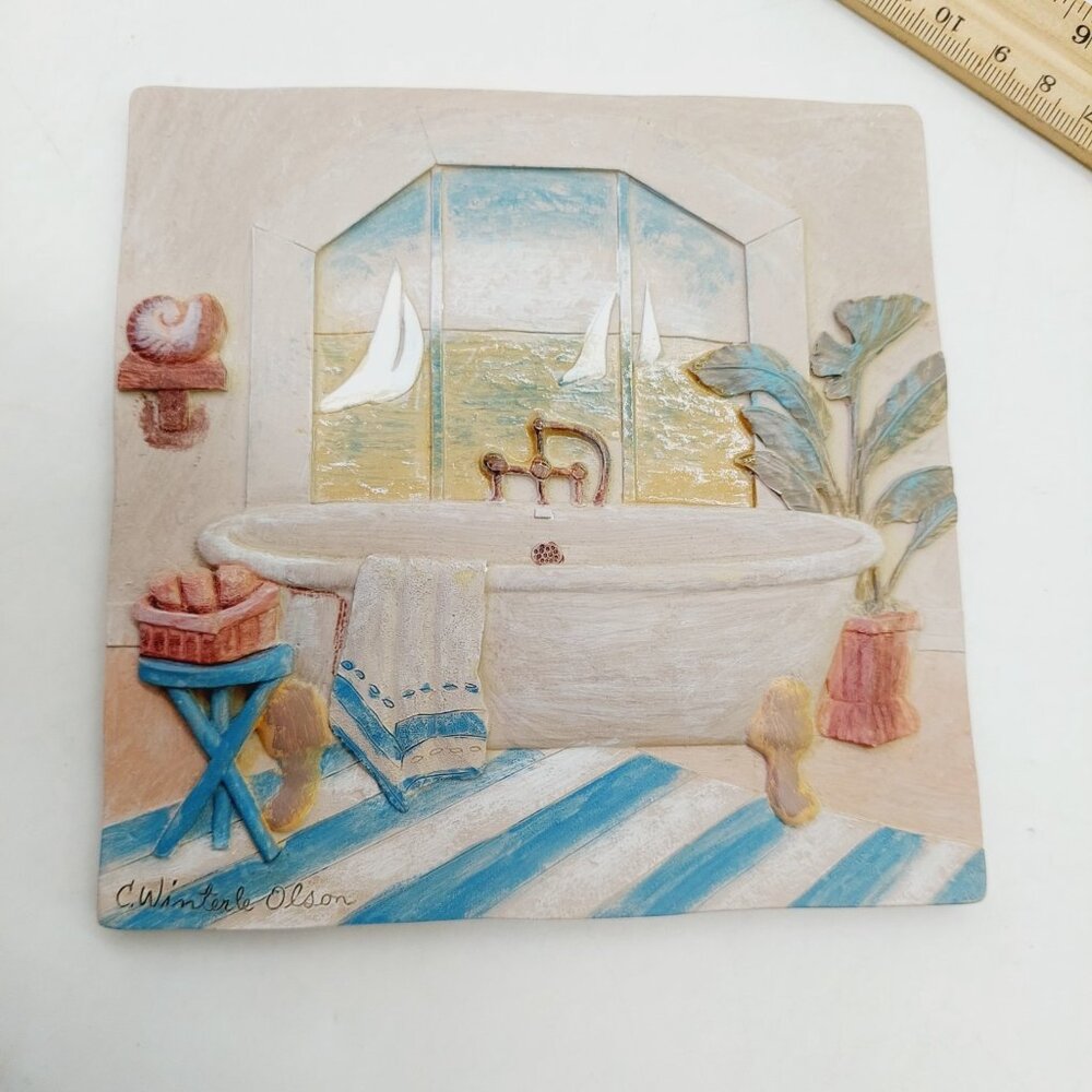 New View Decorative Tile Bathroom Bathtub Ocean View C. Winterle Olson